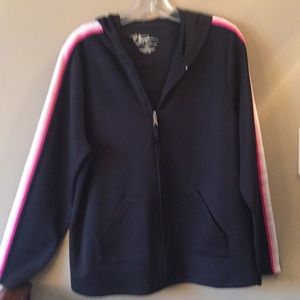 Black Hooded Jacket w/ Pink/ White Stripes